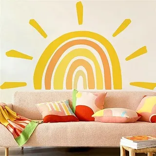Große Wandtattoo Wandaufkleber Sonne Wandsticker für Kinder Mädchen Kinderzimmer Babyzimmer Kind Baby Mädchen Wandbild Wanddeko (A)