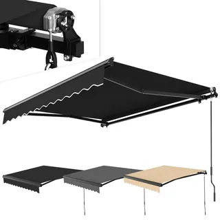 Peviasot Elektrische Markise 250x200 cm, Gelenkarmmarkise mit Fernbedienung für Balkon und Terrasse, wetterfester Sonnenschutz mit 0-45° Neigung, inkl. Montagematerial Hellgrau