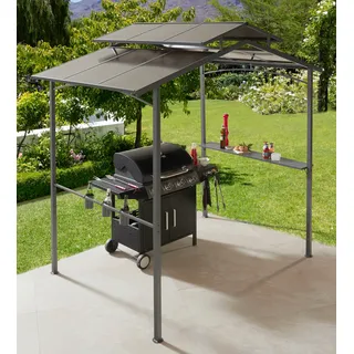 Grillpavillon KONIFERA "Manhattan", grau (grau, braun), B/H/T: 240cm x 246cm x 150cm, Pavillons, Grillpavillon, BxT: 240x150 cm, Topseller