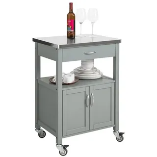 SoBuy Küchenwagen mit 1 Schublade Hellgrau 60x44,5x91cm Modern