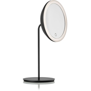Zone Denmark - Kosmetikspiegel mit 5-fach Vergrößerung und LED-Beleuchtung, Ø 18 cm, schwarz