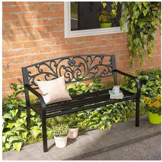Outsunny Gartenbank 2 Sitzer 150 x 60 x 85 cm Schwarz