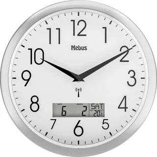 MEBUS Funk Wanduhr 30 cm 19422 silber