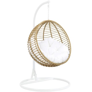 Hängesessel mit weißen Kissen - Polyrattan - Beige - BONTOC von MYLIA