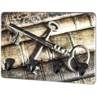 Haku-Möbel HAKU Möbel Schlüsselbrett grau 22909 mit 4 Haken, 30,0 x 6,0 x 21,0 cm, 1 St.
