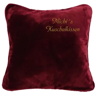 Krings Fashion Kissen- Kuschelkissen mit Name Bestickt- 50 x 50 cm - Bordeaux - Stickfarbe wählbar - Wunschtext individuell anpassbar - Hülle mit Inlett - jetzt anpassen