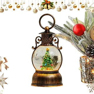 Weihnachts Schneekugel Laterne | 6-Stunden Timer mit Musik - Weihnachtliche Leuchtende Schneekugel Dekoration - für Kaminsims Esszimmer Unter Dem Weihnachtsbaum Wohnzimmer Schlafzimmer