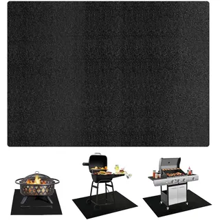 Feuerschale Matte Feuerstelle Unterlage 3 Schicht Große Schwarz Rechteck Feuerstellenmatte Grillmatte Hitzebeständige Matte Schutzfür Grill, Gras, Terrasse Faltbar und Tragbar - Größe 183 * 99CM