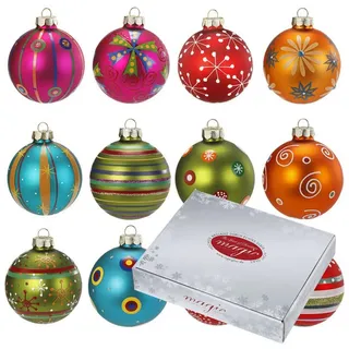 INGE-GLAS Schmuckkugeln Mille Fiori 8cm 12 STK | Weihnachtskugeln bunt | Kugel Set