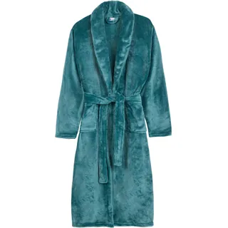 Good Morning Bademantel GOOD MORNING "Good morning Bathrobe uni" Gr. M, blau (petrol), L:115cm, Kunstfaser, Hausmäntel, Bademantel, Schalkragen, Gürtel, Taschen, Damen & Herren, Velours, Glanz