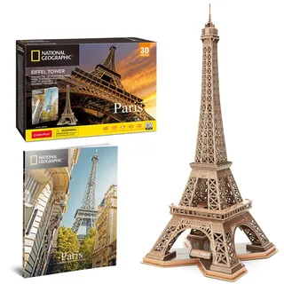 CubicFun 3D Puzzles Eiffelturm für Erwachsene National Geographic Eiffel Tower Modell Bausätze, Paris Architektur Puzzles für Erwachsene Schreibtisch BAU Puzzle für Kinder 8-10 Jahre, 80 Stück