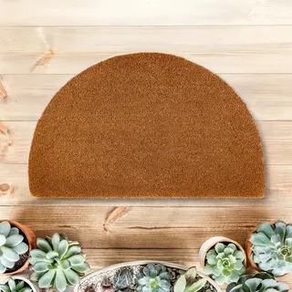 Kokosmatte Innen & überdachten Außenbereich 16 mm - 60 x 90 cm (Halbkreis) | Rutschfeste Fußmatte langlebig Schuhmatte 100% Kokos Fussmatte natürliches Material Türmatte Eingangsbereich schmutzabweisend