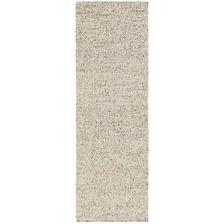 benuta pure Wollteppich Läufer für Flur Patch Weiß/Schwarz 80x250 cm - Naturfaserteppich aus Wolle
