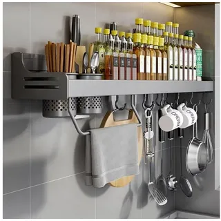 luxuskollektion Gewürzregal Hängend 60cm Grau ohne Bohren Organizer Wandhalterung