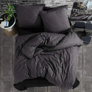 ZIRVEHOME Bettwäsche 155x220 cm. 4 teilig 100% Baumwolle Bettbezug 155 x 220cm Kissenbezug 80x80cm Renforcé Bettwäsche-Sets 155x220 mit Reißverschluss Monza V1