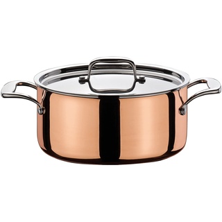 Spring CULINOX Bratentopf mit Deckel | Ø: 16cm, Höhe: 7,5 cm | 1,4 ltr | 0,5 mm Außenschicht aus Kupfer | rostfreier Edelstahl Topf | induktionsgeeignet | Für alle Herdarten | Kochtopf Edelstahl