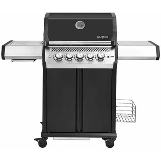 SANTOS Gasgrill S-318 Pro Schwarz - Premium Gasgrill 3 Brenner - 800°C Infrarot Seitenbrenner & Heckbrenner - Langlebiger BBQ Gas Grill mit optimaler Isolierung - Edelstahl Grillrost & Warmhalterost