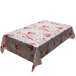 Tischdecke Halloween Blutige Tischdecke Halloween Blut Tischdecken für Halloween Party Dekoration im Freien/Indoor (130 * 260CM) ZB
