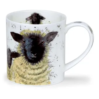 Dunoon Orkney Tasse, Shaggy-Schaf Suffolk, Knochenporzellan, 0,35 l | Feines Knochenporzellan