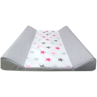 Babymajawelt Wickelauflage Wickeltischauflage - 2 Keil Mulde Sterne "BiG STARS" 50x70 cm (Wickelauflage und Bezug, 2-tlg., Set), Made in EU, Abwaschbar, Bezug abnehmbar rosa