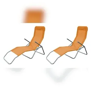 Lex 2er Set Siestaliege Kippliege Sonnenliege Strandliege Garten klappbar orange