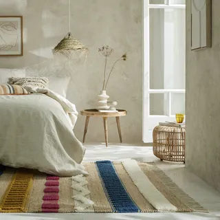 Teppich FLAIR RUGS "Medina" Teppiche Gr. B/L: 120 cm x 170 cm, 12 mm, 1 St., bunt Baumwollteppiche Boho-Look, aus Naturfasern wie Wolle & Jute