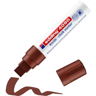 edding 4090 Kreidemarker - braun - 1 Kreidestift - Keilspitze 4-15 mm - breiter Kreidestift für Tafel abwischbar - zum Beschriften von Fenster, Glas, Spiegel - Tafelstift mit deckenden Farben
