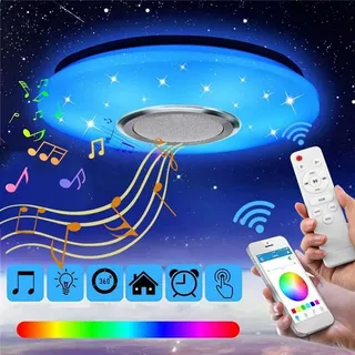 LED Musik Deckenleuchte, 36W Deckenlampe RGB Lautsprecher mit Bluetooth Fernbedienung APP-Steuerung, dimmbar, für Schlafzimmer Wohnzimmer | Ø30cm - Weiß