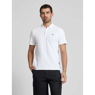 Slim Fit Poloshirt mit Logo-Stitching Modell 'EALIS', Weiss, XXL