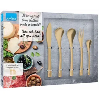 Amefa Celebration Tapas-Besteck Set, 10-teilig, gold, spülmaschinenfest