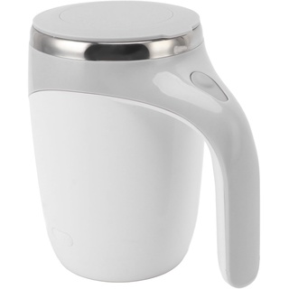 Qcwwy Selbstrührende Kaffeetasse, USB-Aufladung, Waschbar, Selbstrührende Tasse für Reisen (Weiss)