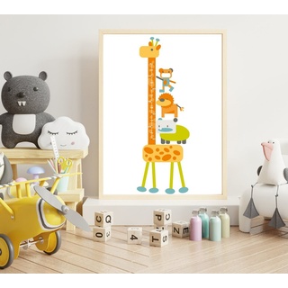 Alavya Home® Aufkleber Giraffe I Kinder-Höhentabelle, Wandtattoo Wandsticker, Messlatte Giraffe, Kinder Babyzimmer, selbstklebend, für Mädchen und Junge Kinderzimmer, Wandaufkleber Tiere gelb