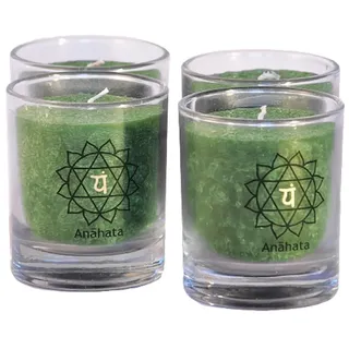 Palm Light 4041678004248 Chakra, Anahata, Höhe Circa 6 cm, Kerze 4-er Set, grün