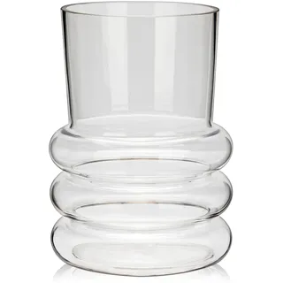 Glas Vasen Blumen modernes, Tischvasen Glas 18 cm hoch, durchsichtig Deko Flaschen Glasvase, Deko Vasen Groß Blumenvase, Zylinder Glasvase Rund für Tischdeko Büro Küche Arrangements Hochzeit Geschenk