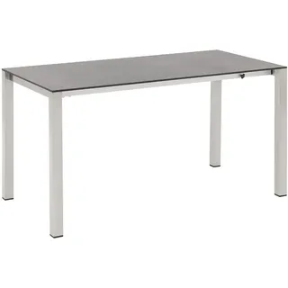 OUTLIV. Ausziehtisch Rimini, Edelstahl und HPL-Verbundplatte, wetterfest und ausziehbar, für Balkon/Terrasse, bis 8 Personen, 140/178,5/210x70cm, Silber/Zement