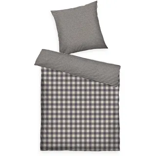 Tom Tailor Classic Check Grau/Beige 155 x 220 cm + 2 x 80 x 80 cm