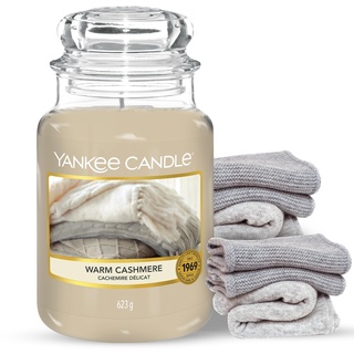 Yankee Candle Duftkerze – Warm Cashmere – Kerze mit langer Brenndauer bis zu 150 Stunden, Große Kerze im Glas
