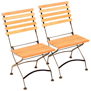 Gartenstuhl MERXX Stühle Gr. B/H/T: 47 cm x 86 cm x 59 cm, 2 St., braun Gartenstuhl Gartenstühle Stühle 2er Set, Eukalyptus, klappbar, schwarz