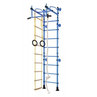 NiroSport Kletterwand für Kinder-Indoor M2 200 - 250 cm Blau Metallsprossen Sprossenwand Kinderzimmer