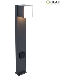 Lutec / Eco-Light LED Wegeleuchte CUBA, drehbar, an zwei Seiten beleuchtet, Steckdose max.3500W, LED 12W, 600lm, 3000K, IP54, anthrazit ECO-7193805118