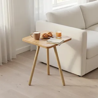CARENZA HOME Beistelltisch Eiche 34x45 cm Holzbeine Sofatisch Couchtisch Nachttisch Skandinavisch Natur