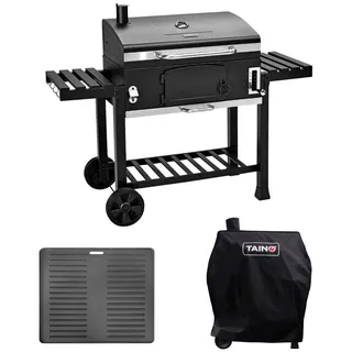 Taino Holzkohlegrill, Schwarz, Metall, 142x111x46 cm, Grills & Outdoor-Küchen, Holzkohlegrills