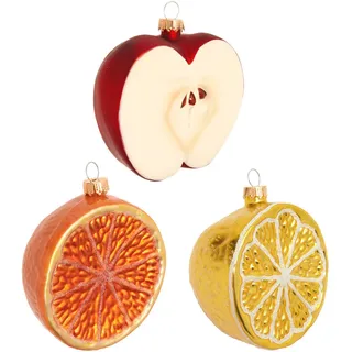 Krebs Glas Lauscha Baumschmuck Obst-Set Mehrfarbig, 8cm