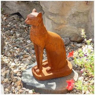 Antikas Gartenfigur Bastet, Ägyptische Katzen- Skulptur, Katzenfigur aus Gusseisen, wie