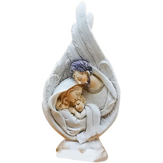 Delisouls Jesus Resin Ornament, Baby Jesus Figur Resin Tischdekoration, Jungfrau Maria und Kind Krippe mit Engelsflügeln Destop Statue