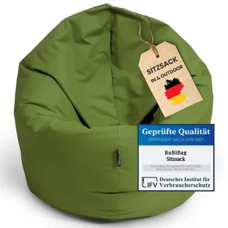BuBiBag 2in1 Sitzsack L - XXL mit Füllung für Kinder & Erwachsene, Gaming Beanbag & Bodenkissen für Indoor & Outdoor Sessel Pflegeleicht & Wasserabweisend 2XL UNIVERSELL (Ø 145 cm Khaki)