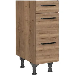 Nobilia Schubkastenunterschrank Structura, Eiche dunkel, Holzwerkstoff, 3 Schublade(n) Schubladen, einzeln stellbar, 30x87x56 cm, DGM-Klimapakt, Made in Germany, Goldenes M, Pefc, Blauer Engel, Zusatzausstattung erhältlich, Küchen, Küchenmöbel, Küchenschränke, Küchenunterschränke