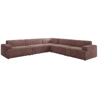 Luxusbetten24 Sofa Designer Sofa Monza Wohnlandschaft L XXL, in Cord rosa