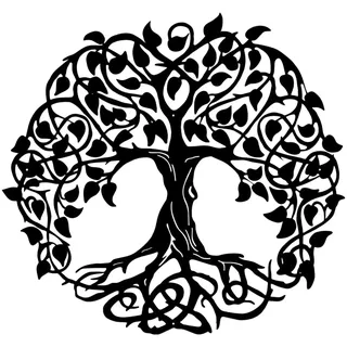Generisch Runder Metall Baum des Lebens Wanddekoration, 30cm Baum Leben Metallbilder Wanddeko, Eisen 3D Baum Silhouette Wandskulptur Für Büro, Schlafzimmer, Wohnzimmer Outdoor Garten(Black)