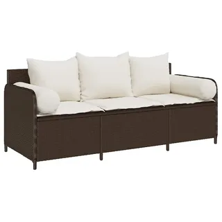 vidaXL Gartensofa 3-Sitzer Loungesofa braun